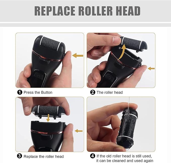 6 Pack Different Coarse Replacement Roller Heads for Electric Callus Remover for Feet Pedicure Tools Foot File Pedicure Kit Refill Rollers for Cracked Heels and Dead Skin