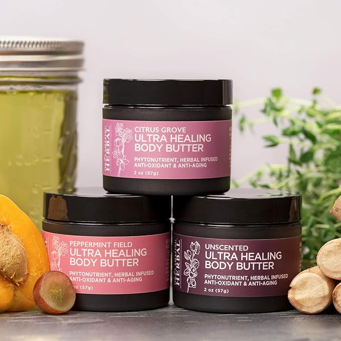 Ora's Amazing Herbal Ultra Healing Body Butter, Intensive Moisturizer For Dry Skin, Hand Cream with Organic Shea Butter, Marjoram & Bergamot Essential Oil, Herbal Skincare, Citrus Grove Scent, 2 oz