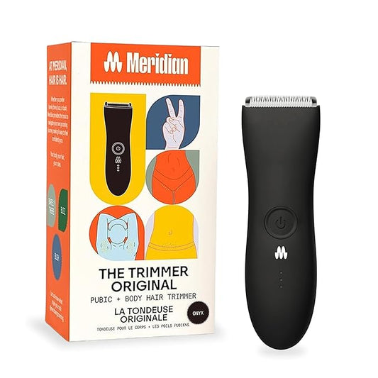 MERIDIAN The Trimmer Original – Body Hair Trimmer for Men, Electric Groin & Body Groomer for Pubic Hair, Chest, Legs & Underarms, Waterproof & Rechargeable, Onyx