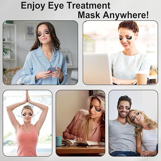 LAVONE Eye Mask - 30 Pairs Bamboo Charcoal Under Eye Patches Skin Care Products - Eye Masks Skincare for Dark Circles and Puffiness, Reduce Wrinkles, Eye Bags and Fine Lines, for Women and Man