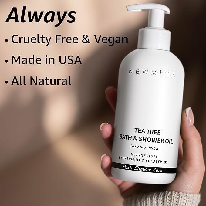 New Miuz Magnesium inShower Body Conditioner Soft Skin Post Shower Care Moisturizer for Body Legs Bath Oil Sore Muscles Recovery Peppermint Eucalyptus Tea Tree Spa Gift