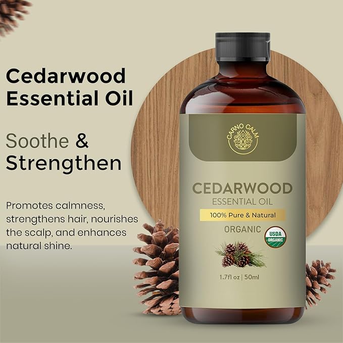 Organic Cedarwood Essential Oil 50ml : 100% Pure & Natural Cedarwood Oil for Hair | for Skin, Diffuser, Soaps & Candles | 1.7 fl oz