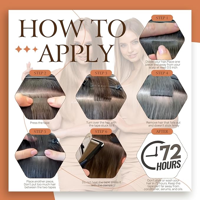 Full Shine Blonde Tape in Hair Extensions 16 Inch Tape in Human Hair Extensions Color 613 Blonde Seamless PU Tapes in Extensions 50 Grams 20 Pieces Skin Weft Hair Invisible Remy Hair