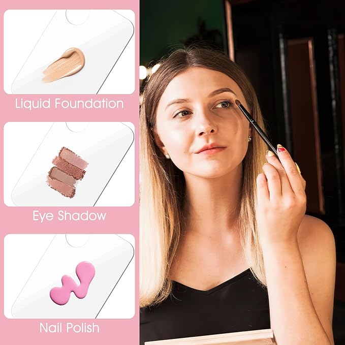 12 Pack Acrylic Cosmetic Palette with 12 Spatulas, Clear Makeup Mixing Tray for Foundation, Eye Shadow, Nail Art, Pigment Blending