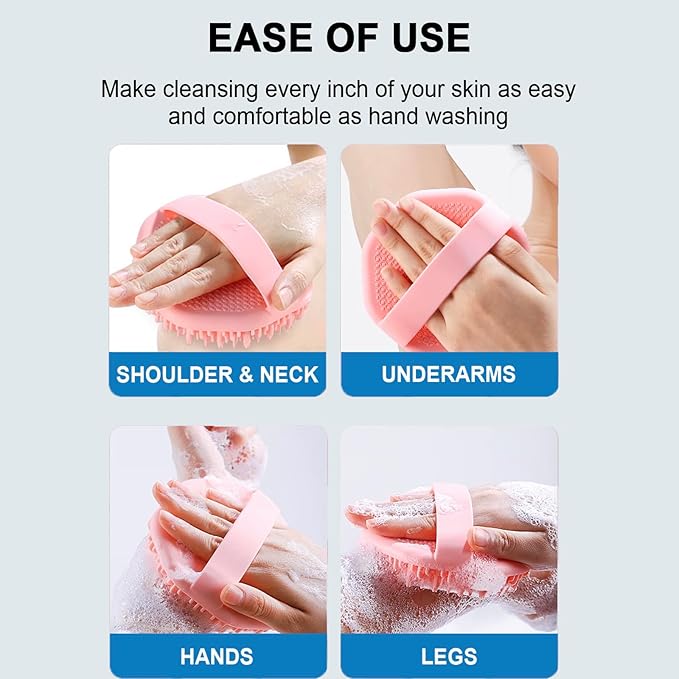 Silicone Body Scrubber, Exfoliating Body Scrubber for Sensitive Skin, Non-Slip Shower Scrubber for Body, Silicone Body Brush for Showering, Charcoal, Effective Showering Exfoliation, Gentle Massage