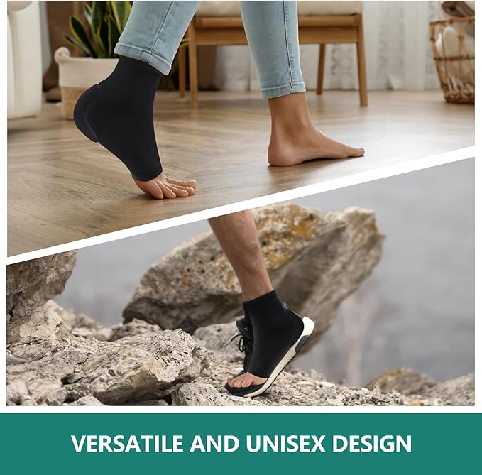 Welnove Achilles Tendonitis Heel Protector Socks - (FSA & HSA) Achilles Tendon Support Compression Socks - Gel Padded Sleeve for Cushion & Protection of Bursitis, Tenderness, Dry Cracked, Large