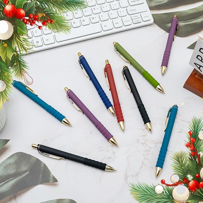 Linbsunne Ballpoint Pens Black Medium Point 1mm Pen with Super Soft Grip Ball Point Pen for Men Women Retractable Pens (Vintage-18 pcs)