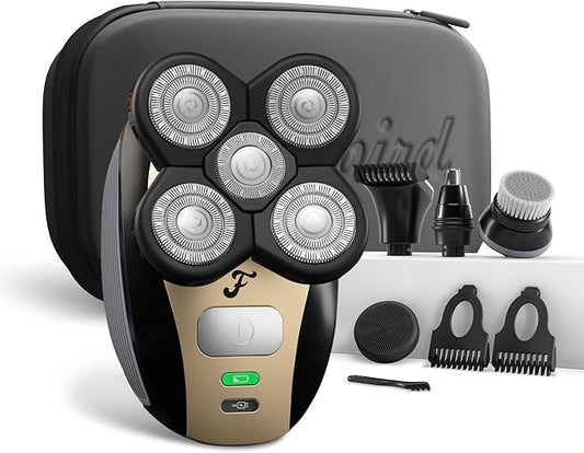 Freebird FlexSeries Electric Head & Body Hair Shaver, Mens Cordless Rechargeable Wet & Dry Skull, Bald Head, Back, Groin Waterproof Razor (FlexSeries, Shaver Kit with Travel Case)