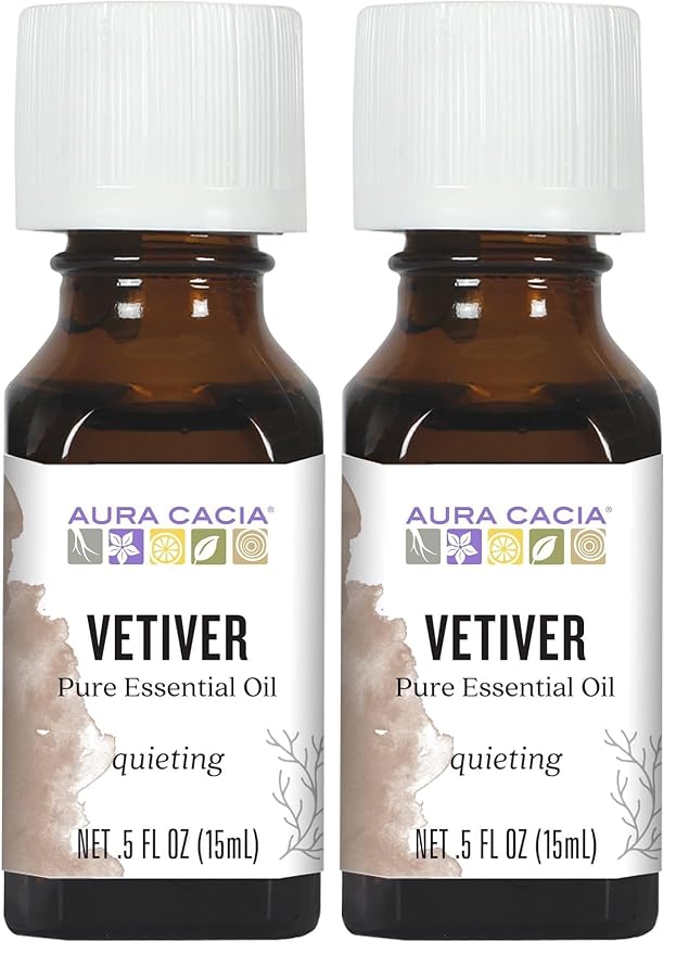 Aura Cacia Pure Vetiver Essential Oil | 0.5 fl. oz. | Vetiveria zizanioides (Pack of 2)