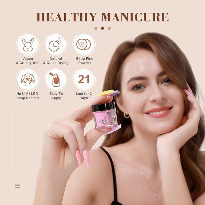 SAVILAND 49 PCS Dip Nails Powder Starter Kit - 40 Colors Hot Pink Red Gentle Nude Glitter Dip Powder Liquid Set with Base & Top Coat Activator Brush Saver Manicure Tool for French Nail Art Salon DIY