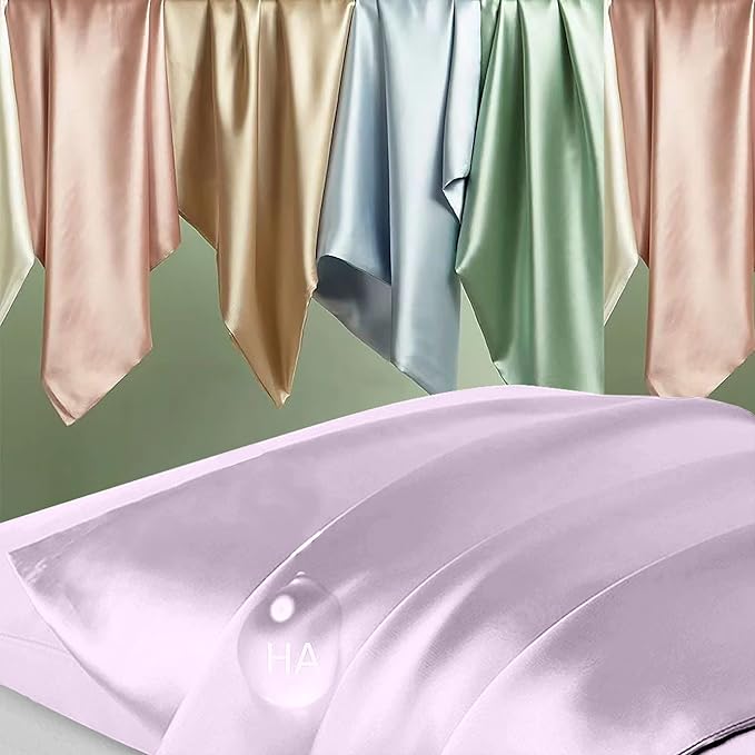 Silk Pillowcase 2 Pack, Mulberry Silk Pillow Cases Queen Size Set of 2, Anti Acne Silk Pillowcase for Hair and Skin, Natural Silk Satin Pillowcases Gifts for Women Men 2 Pack with Zipper, Lavender