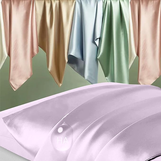 Silk Pillowcase for Hair and Skin, Mulberry Silk Pillow Cases King Size, Anti Acne Cooling Sleep Both Sides Natural Silk Satin Pillow Case Covers with Hidden Zipper, Gifts for Women Men, Lavender