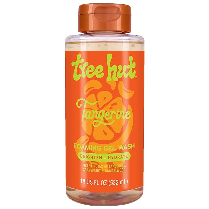 Tree Hut Tangerine Foaming Gel Wash, Hydrating & Moisturizing Body Wash with Shea Butter & Nourishing Essential Oils, Daily Cleanser for Soft Smooth Skin, 18 fl oz