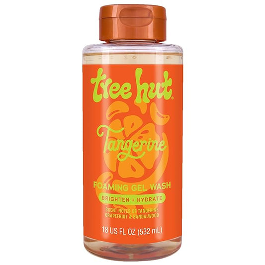 Tree Hut Tangerine Foaming Gel Wash, Hydrating & Moisturizing Body Wash with Shea Butter & Nourishing Essential Oils, Daily Cleanser for Soft Smooth Skin, 18 fl oz