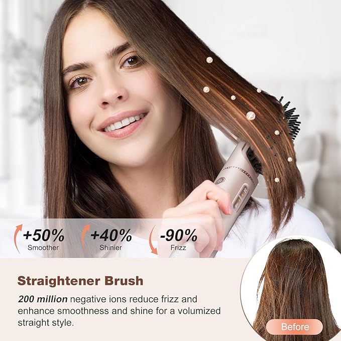 7MAGIC 7 in 1 Hair Styler & Hair Dryer Brush, 110,000 RPM High-Speed Blow Dryer with Negative Ions for Frizz-Free Styling Fast Drying Curling Volumizing Straightening, Hot Air Styler with Travel Case