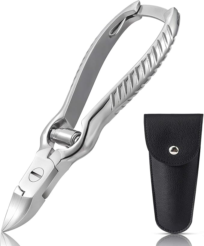 BEZOX Heavy Duty Podiatrist Toenail Clippers for Thick and Ingrown Nails, Stainless Steel Toe Nail Clipper, Pordiatry Ingrwon Toenail Tools - Silver