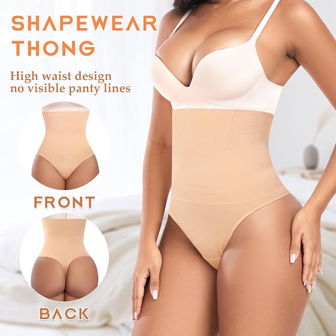 Werena Tummy Control Thong Shapewear for Women High Waist Shaping Underwear Seamless Body Shaper Panties Girdle