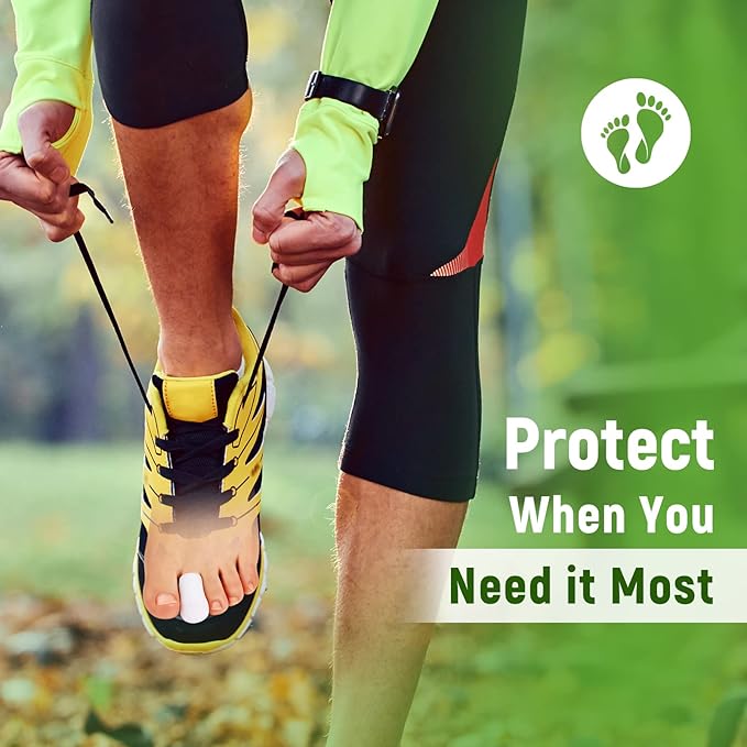 Bukihome Big Toe Protectors 10 ct, Silicone Toe Caps to Cushion Hammer Toe, Blister, Corn, Callus, Great for Running, Walking, Stop Toe Pain (Small, White)