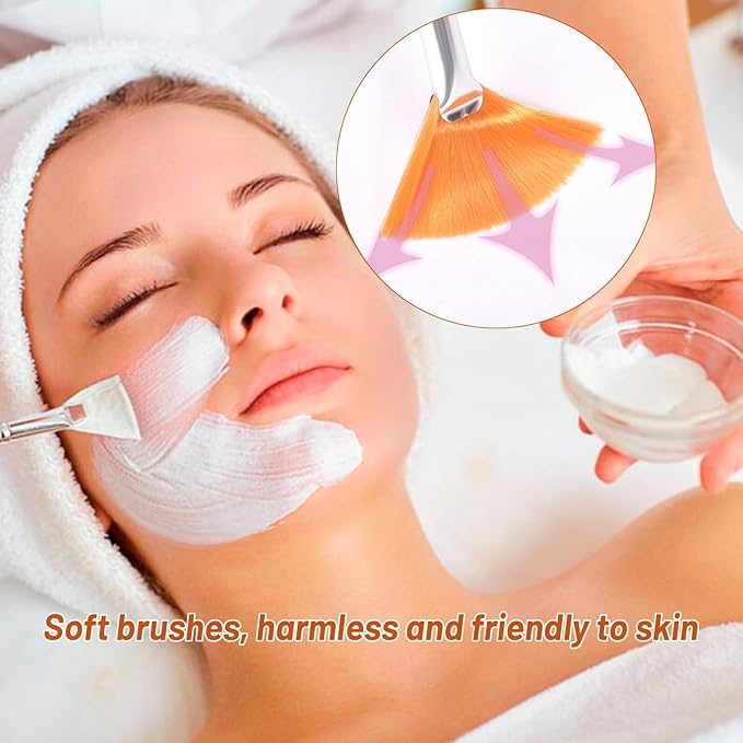 20 Pieces Fan Brushes Facial Applicator Brush Soft Makeup Mask Acid Applicator Brush Esthetician Cosmetic Brush for Mud Cream, Makeup Peel (Yellow)