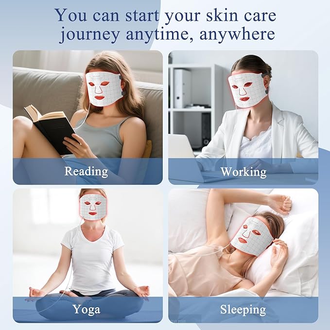 Red Light Therapy for Face, Red Light Therapy Mask with Remote, Rechargeable 7 Colors LED Light Therapy mask, Anti-Aging, Wrinkle Reduction and Skin Firming, Home & Travel Use