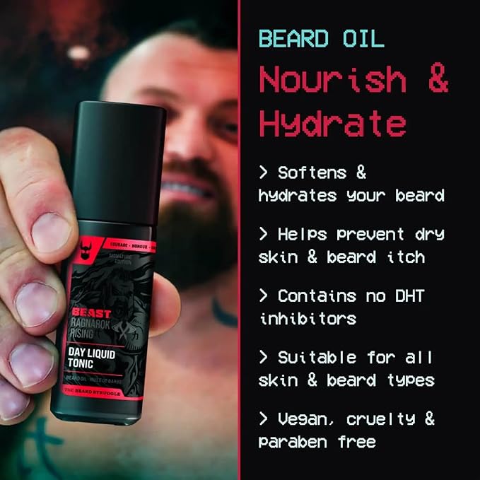 The Beard Struggle The Beast Line Beard Oil for Men Ragnarok Rising Eddie Hall Beast Line - Signature Edition - Day Liquid Tonic Beard Growth Oil - Beast Collection 1 fl oz