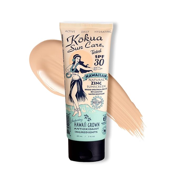 Kokua Sun Care Hawaiian Reef Safe SPF 30 | Zinc Oxide | Tinted Mineral for Face & Body | Sun Protection | Water Resistant | Chemical Free | Natural Ingredients