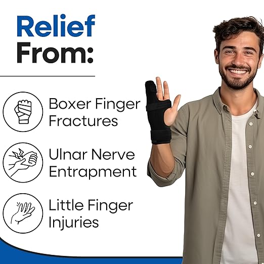 Metacarpal Finger Splint Hand Brace | Little Pinky Finger Splint For Boxer Fractures l Broken Ring or Hands Cast |Trigger Immobilizer Straightener l Ulnar Gutter Support | Boxer Brace | LEFT EXTRA SMALL