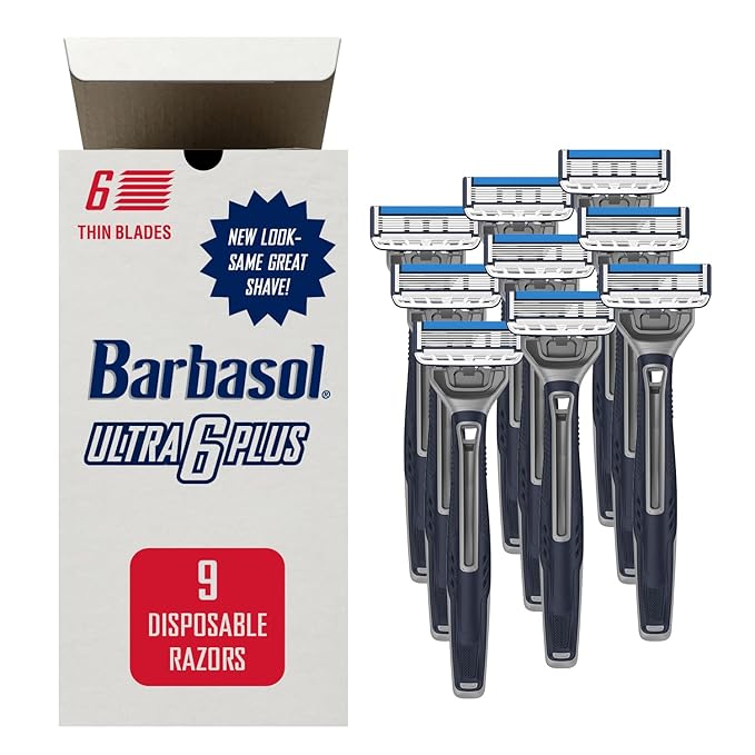 Barbasol Ultra 6 Plus Premium Disposable Razor Value Pack Bundle (3 Packs/9 Total Razors)