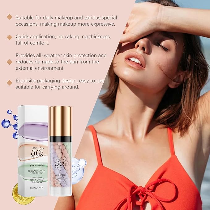 3-Color Protective Primer, Color Correcting Face Primer with Concealer, Hydrating Pore-Minimizing Makeup Base for Flawless Long-Lasting Wear