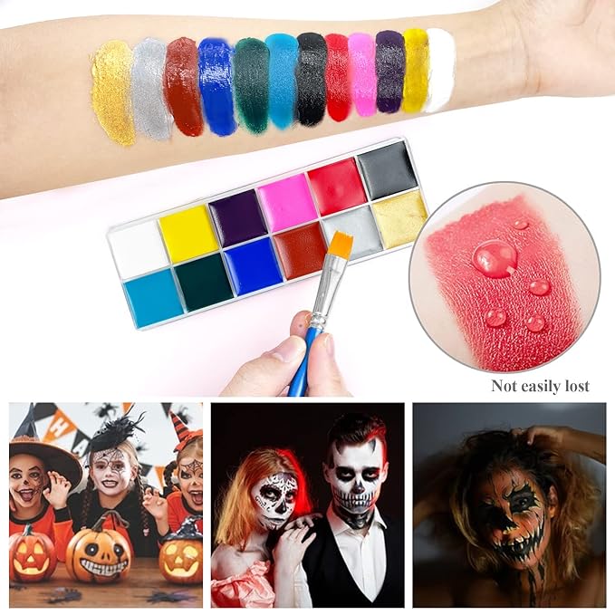 immetee Scar Wax SFX Makeup Kit, Face & Body Paint, Christmas Halloween Makeup Kit, Fake Blood, Painting Brushes, Spatula, Stipple Sponge, Stage Theatrical Party Cosplay, Carnival