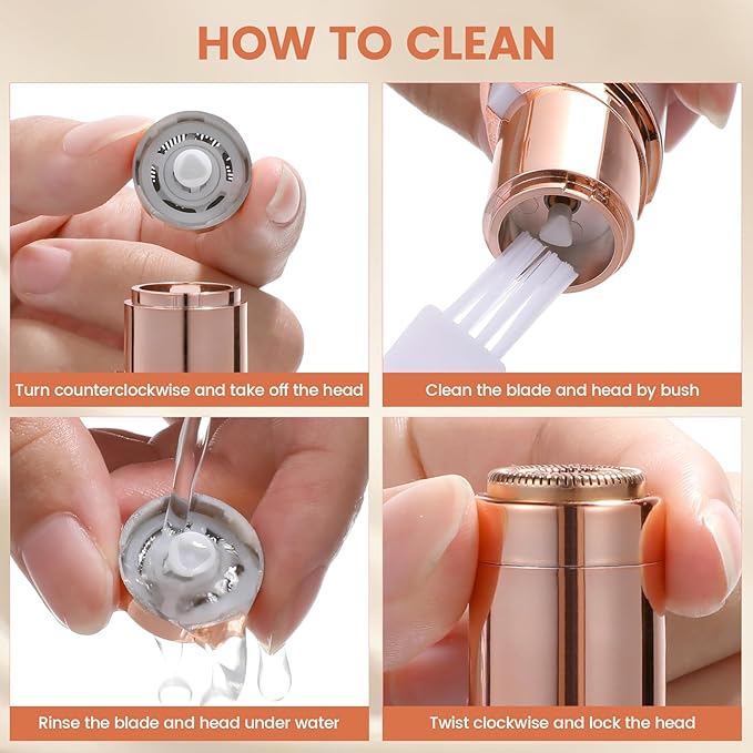 Facial Hair Remover for Women- as Seen on TV Painless Face Shaver -Mini Hair Remover, Electric Razor Shaver Portable Bikini Epilator for Lips, Chin, Armpit, Peach Fuzz, Fingers, Neck, Cheek(Champagne