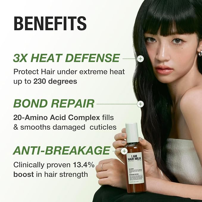 JUST AS I AM Hair Milk (4.39 fl oz) – Amino Acid Complex Heat Styling Care for Smooth, Soft, and Manageable Hair Finish