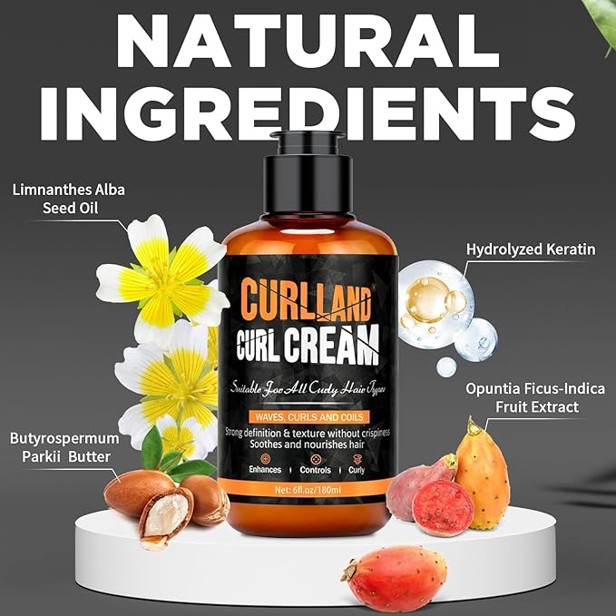 Curl Cream for Men Hair Styling Cream For Wavy and Curly - Mens Curly Hair Products Defines Curls, Tames Frizz, Adds Smoothness and Texture for Curl Without Crispiness - Sea Salt Spray Hold Beach Easy
