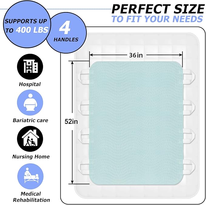 Bed Pads for Incontinence Washable Positioning Bed Pad with Handles, Reusable Underpads Absorbent with 4-Layer Waterproof Underpads for Incontinence, Elderly Bedridden (36×52 Inch - 2 Pack)