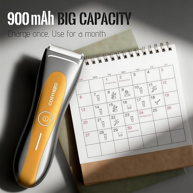 Manscape Groin & Body Hair Trimmer for Men, Electric Ball Shaver & Pubic Grooming Kit, LED Light, IPX7 Waterproof Wet/Dry Groomer, Rechargeable Manscaper with Ceramic Blades (Gold)