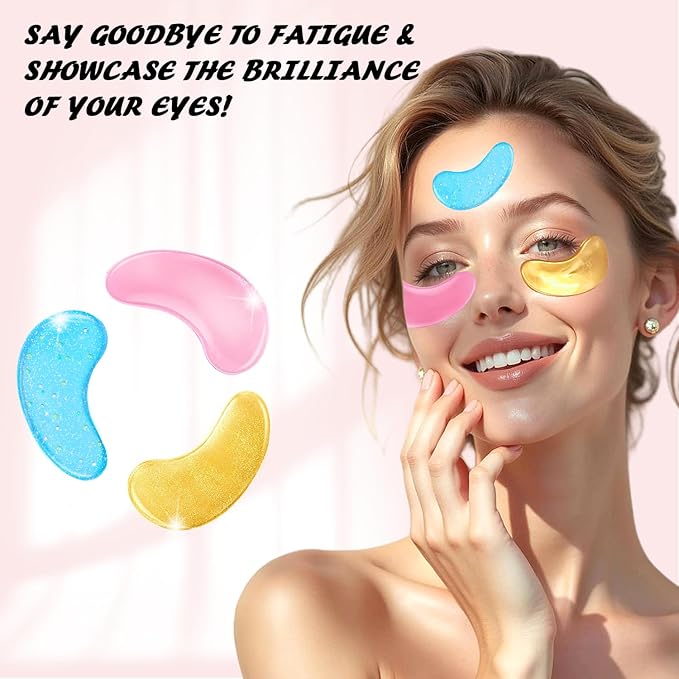 Eye Mask Gift Box (48 Pairs) - Caffeine, 24K Gold, Retinol Triple Energy - Fights Puffiness, Dark Circles, Fine Lines, Firming Under Eye Patches - Birthday, Bachelorette Party, Bridesmaid Gift