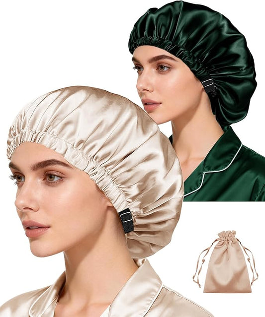 3Pcs Hair Bonnets For Sleeping Satin Bonnet For Women Silk Bonnets Womens Curly Hair Sleep Caps Silky Night Cap