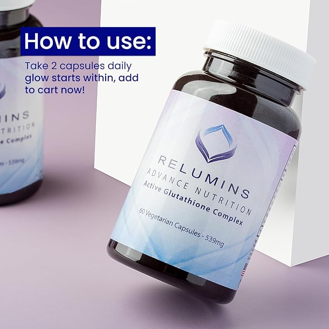 Relumins Advance White Active Glutathione Complex - Max Dose 900mg Glutathione with 6X Boosters, ALA & NAC - Anti-Aging Skin Brightening Supplement for Self-Care - 60 Caps x 3 Bottles