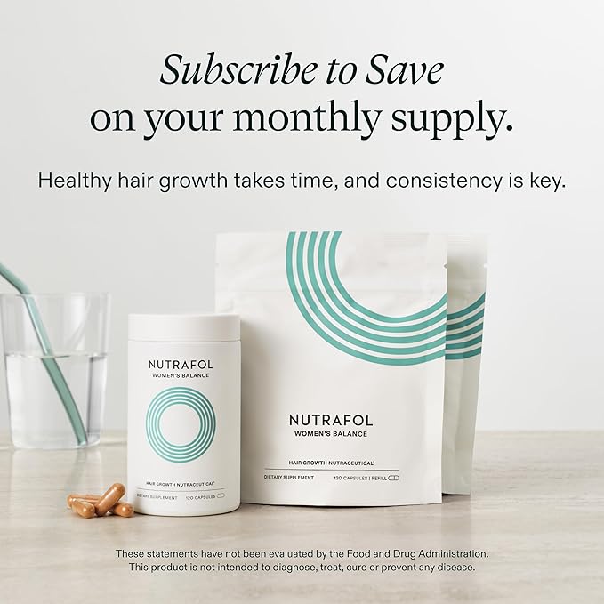 Nutrafol Women's Balance Hair Growth Supplements, Ages 45 and Up, Clinically Proven for Visibly Thicker Hair and Scalp Coverage, Dermatologist Recommended - 1 Month Supply