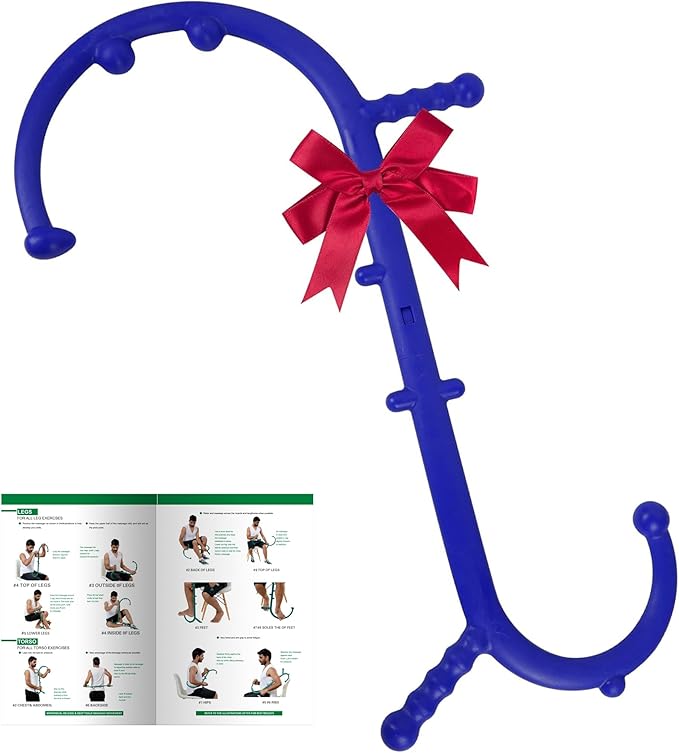 Shrdaepe Massage Trigger Point Cane, Body Deep Tissue, Handheld Back, Neck, Shoulder, Leg and Feet Massager Rod, Muscle Release Tool Self Massage Hook Cane Gifts for Women & Men, Blue