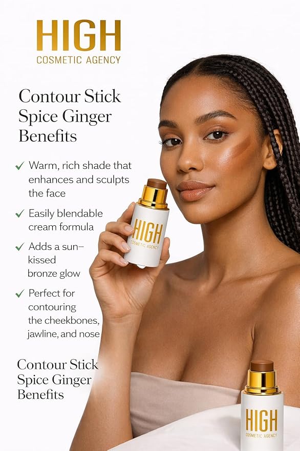 Contour Sticks, Contour Spice Ginger, For Tan Skin, Creamy, Buildable, Long-Wear, High Cosmetic Agency, Blush,Cream Contour Stick Set,Vegan Blendable Makeup Pro Sculpt Finish.