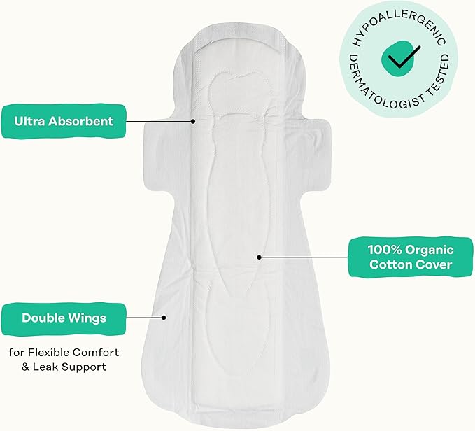 The Honey Pot Company - Herbal Pads for Women - Overnight w/Wings - Infused w/Essential Oils for Cooling Effect & Organic Cotton Cover - Feminine Care - 12 ct