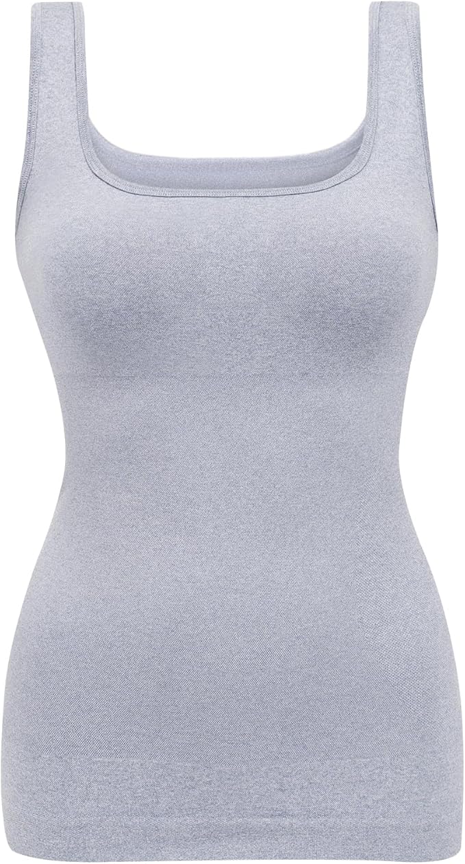 EUYZOU Women's Tummy Control Shapewear Tank Tops Seamless Square Neck Compression Tops Slimming Body Shaper Camisole