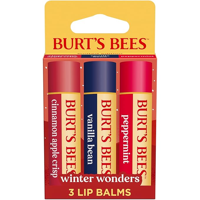 Burt's Bees Winter Wonders Lip Balm Set, Natural Origin Lip Care, 3 Tubes, 0.15 oz.