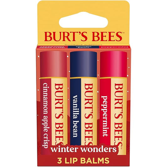 Burt's Bees Winter Wonders Lip Balm Set, Natural Origin Lip Care, 3 Tubes, 0.15 oz.