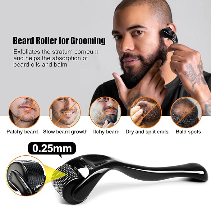 Beard Growth Kit, Upgraded Beard Growth Oil (2Oz) w/3 X Thickening Biotin & Castor Oil for Spot/Patchy Beard, Achieve Fuller, Thicker & Healthier Beards, Valentines Day Gifts for Him Boyfriend Husband