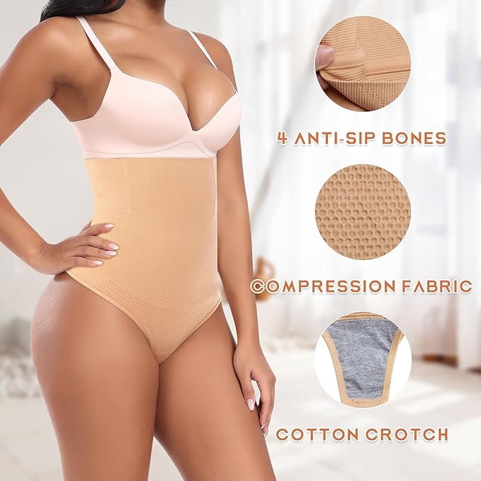 Werena Tummy Control Thong Shapewear for Women High Waist Shaping Underwear Seamless Body Shaper Panties Girdle