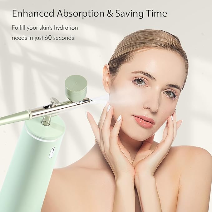 Facial Oxygen Spray Machine - High Pressure Nano Facial Steamer with 0.3mm Nozzle - Rechargeable Portable Nano Mist Injector Sprayer for Deep Moisturizing Face Skincare