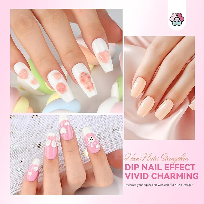 SAVILAND Dip Powder Nail Kit Starter: Classic Nude Clear White 4 Colors Dip Nail Kit for Beginner with Dipping Liquid 2-in-1 Dip Base & Top Activator French Nail Art Manicure DIY Home Christmas Gift