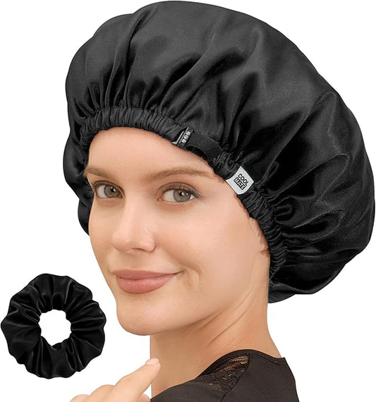 CoolMate Adjustable Satin Silk Bonnet for Sleeping Women, Tie Double Lined Silk Bonnet for Women Long Hair